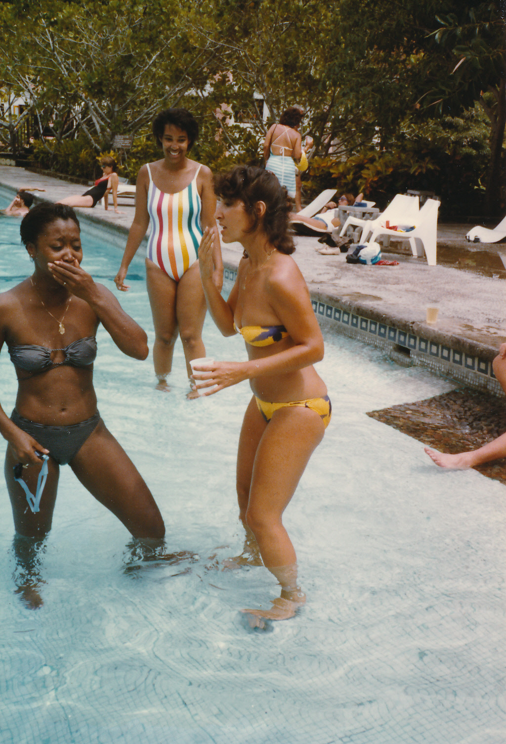 Arlinda with a friend in a pool