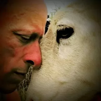 Rob with Eve, the sheep